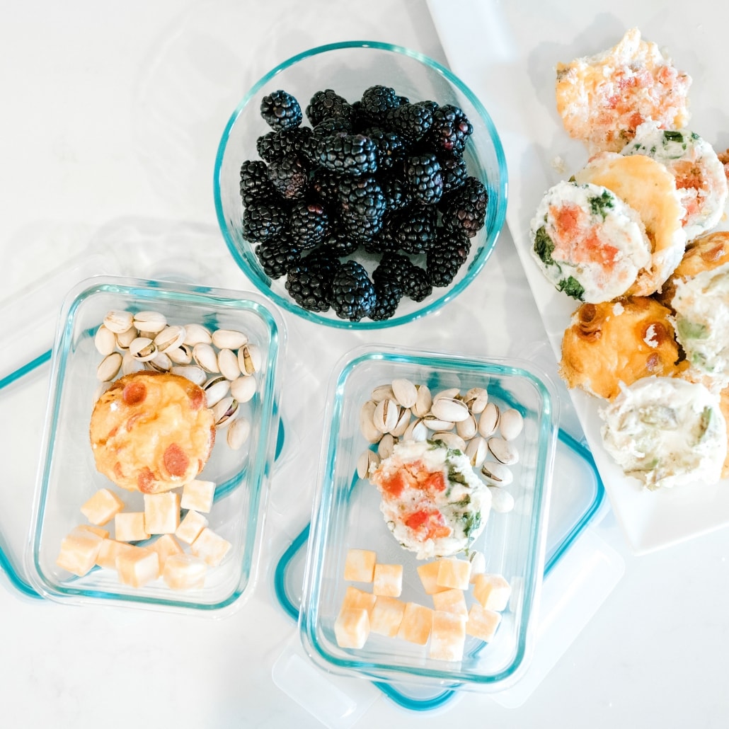 Meal prep containers with egg cups.