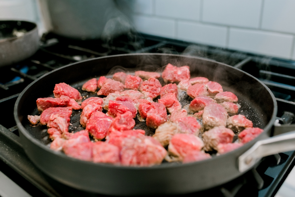 Sizzling chunks of beef from Kentucky Beef Council.